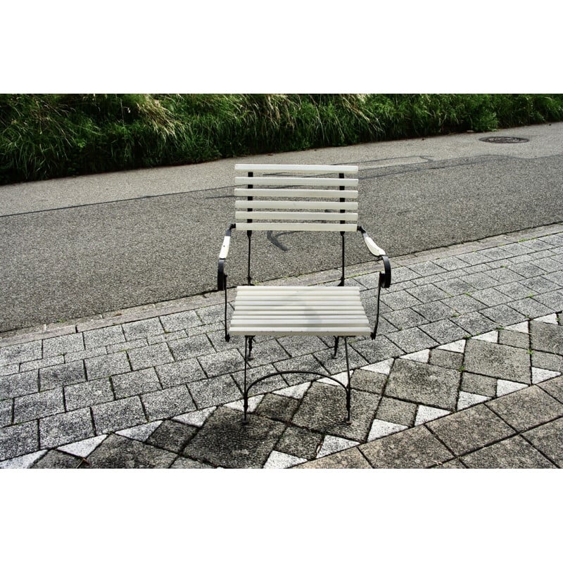 Fauteuil de jardin pliant vintage en fer forgé, 1930