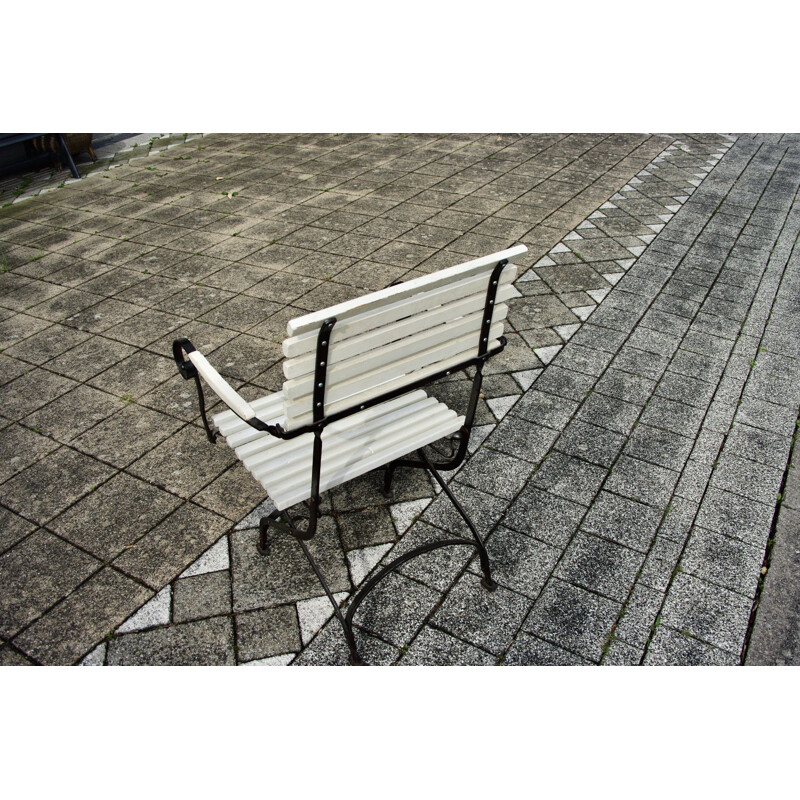 Vintage wrought iron folding garden armchair, 1930