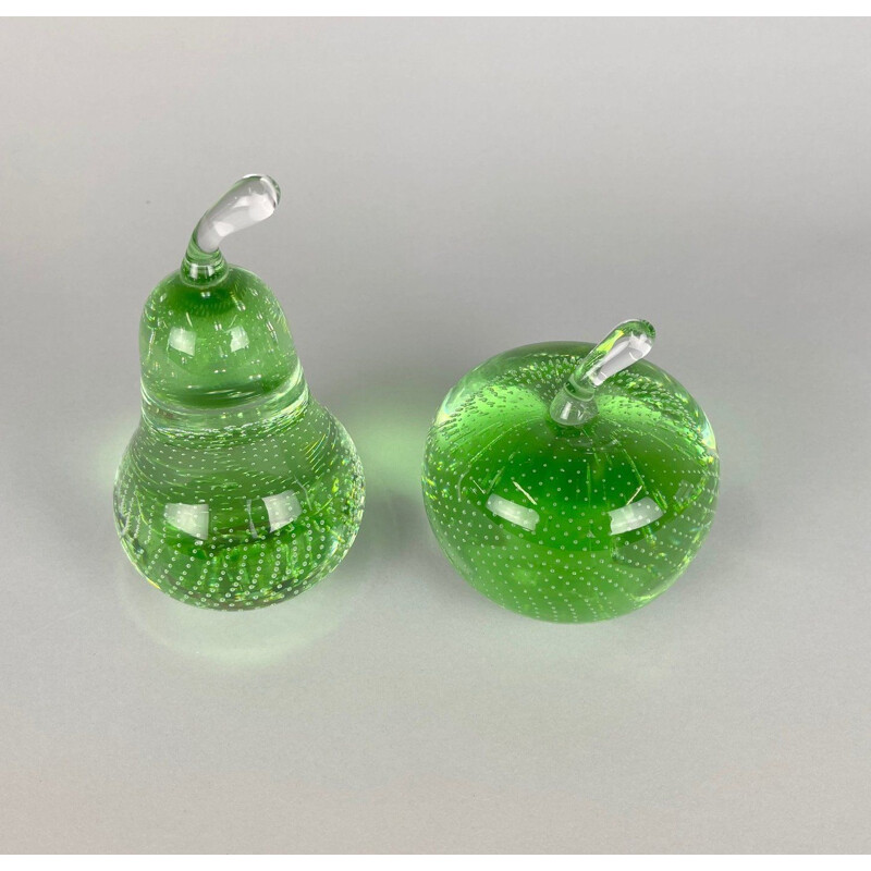 Pair of vintage glass paperweights by Milan Metelák, 1970