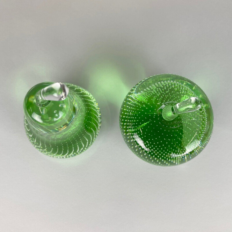 Pair of vintage glass paperweights by Milan Metelák, 1970