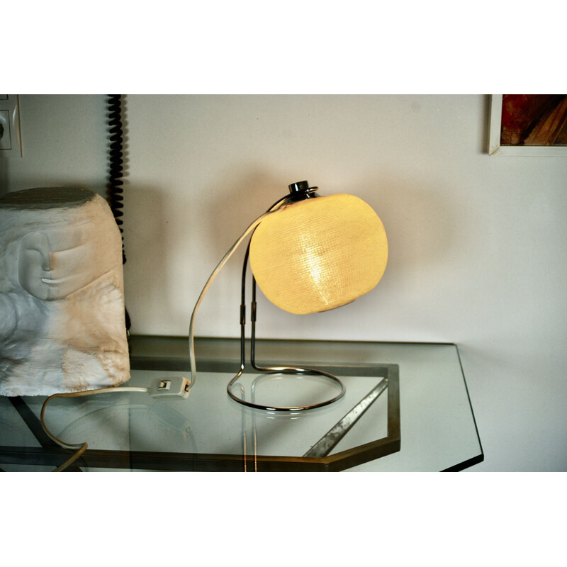 Vintage perspex and steel wire night stand lamp, 1970