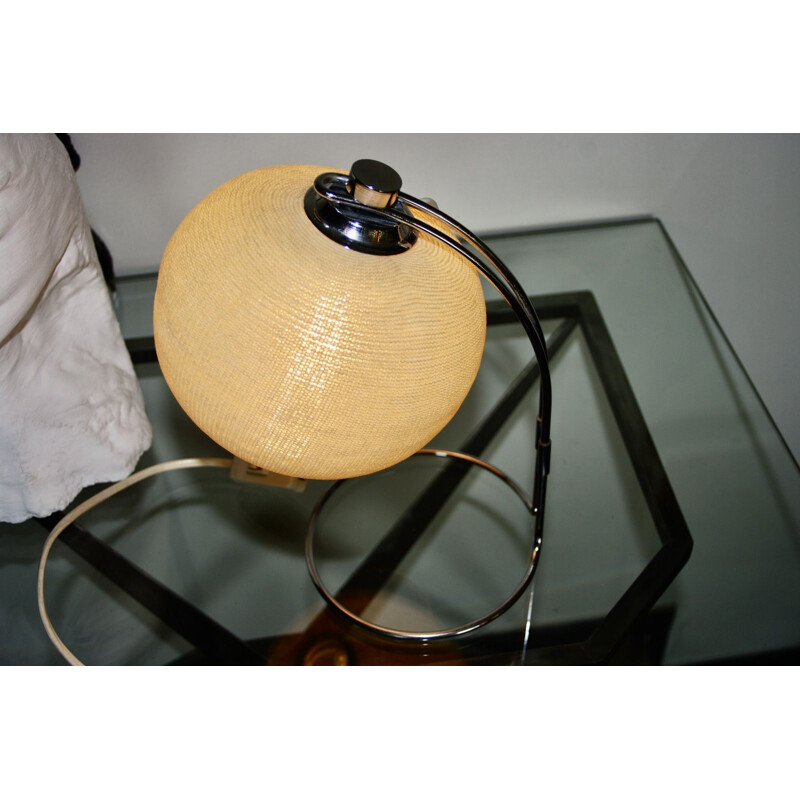 Vintage perspex and steel wire night stand lamp, 1970