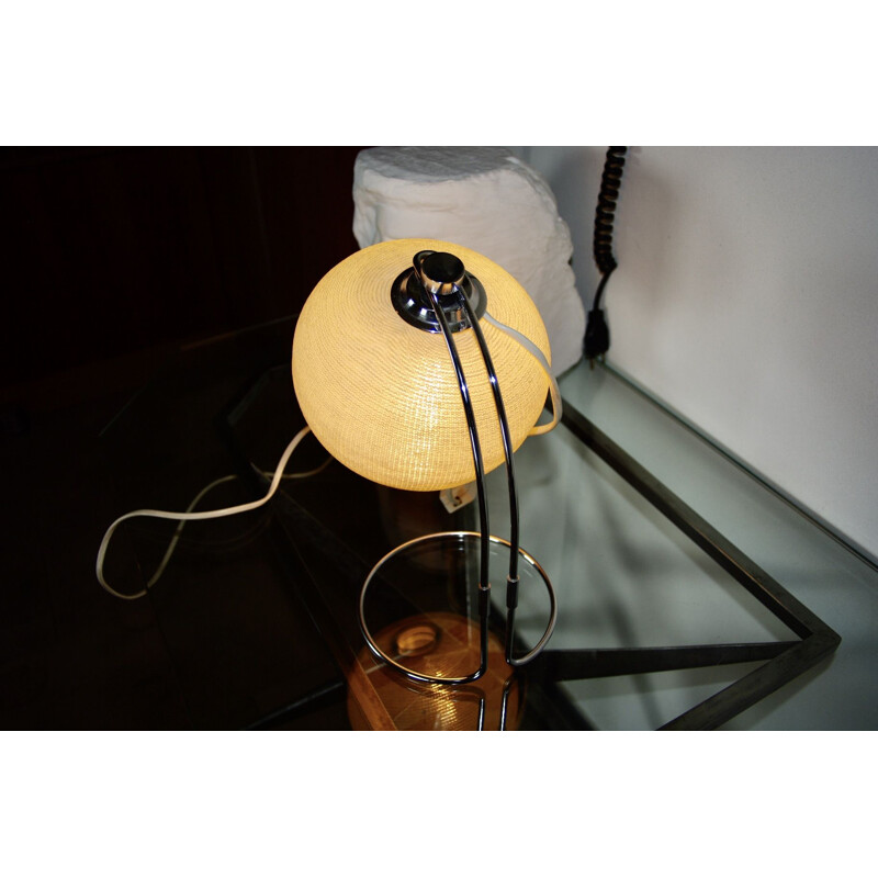 Vintage perspex and steel wire night stand lamp, 1970