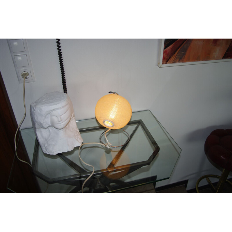 Vintage perspex and steel wire night stand lamp, 1970