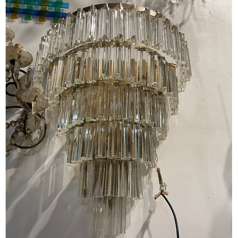 Pair of vintage Murano glass Trilobi wall lamps