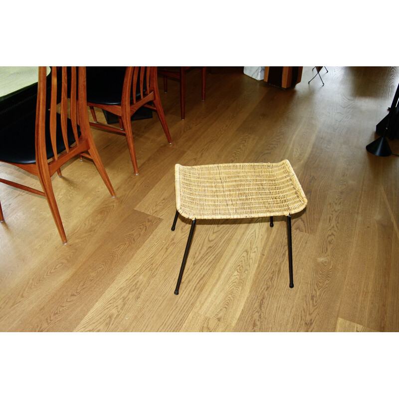 Basket stool in steel and wicker by Franco Legler