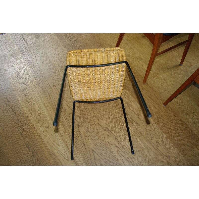 Basket stool in steel and wicker by Franco Legler