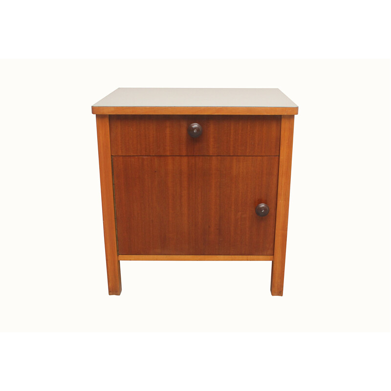 Vintage night stand in walnut and formica, 1950s