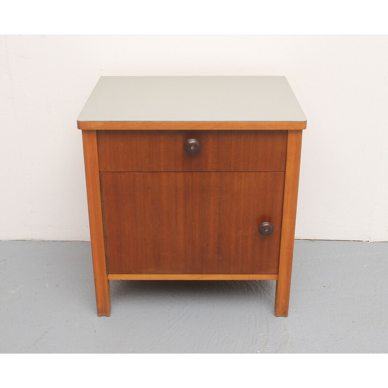 Vintage night stand in walnut and formica, 1950s