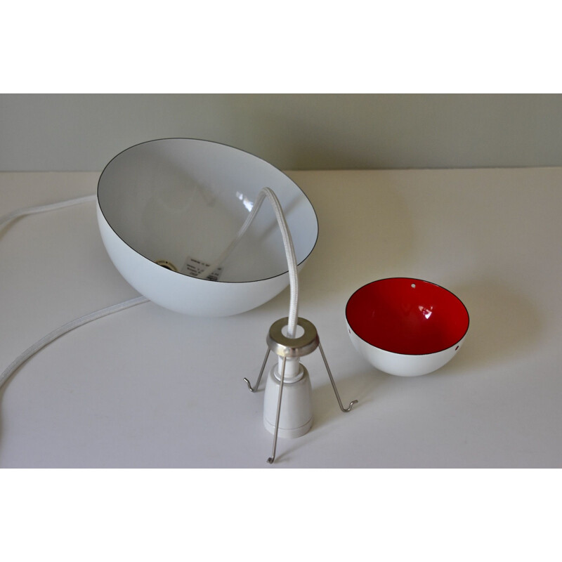 Vintage enamel flowerpot pendant lamp by Verner Panton for Louis Poulsen, Denmark 1968