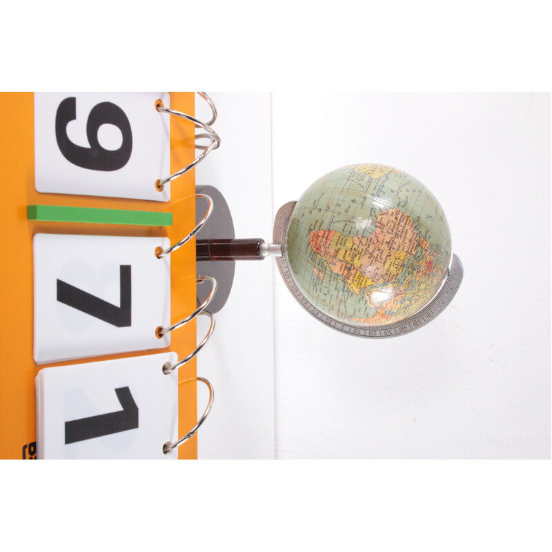 Vintage mini globe Columbus on wooden base by Paul Oestergaard, Germany 1950s