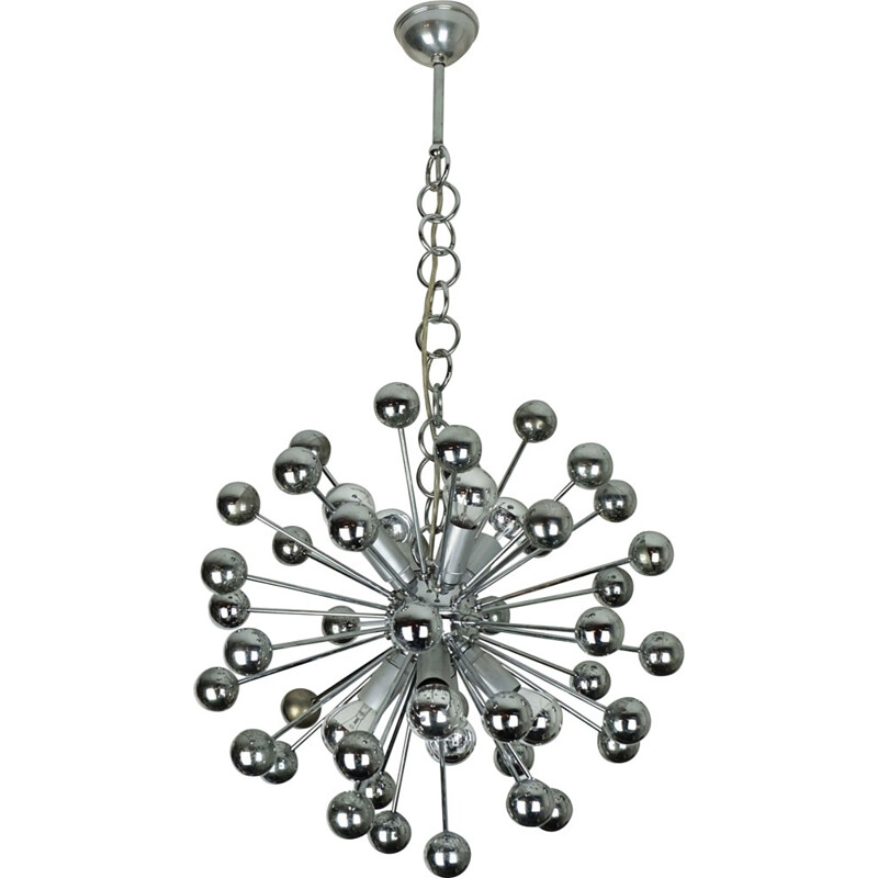 "Sputnik" chandelier in chromed metal and plastic - 1960s