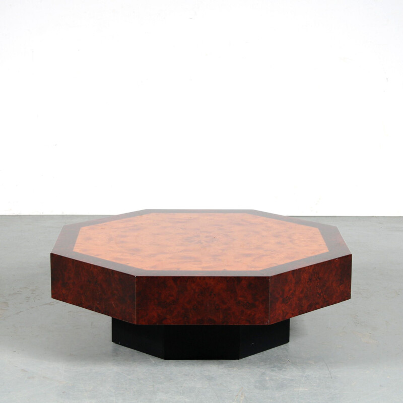 Vintage burl wood coffee table, France 1970s