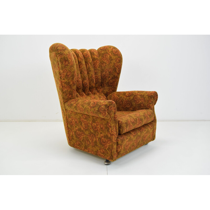 Mid-century fabric armchair, Czechoslovakia 1970s