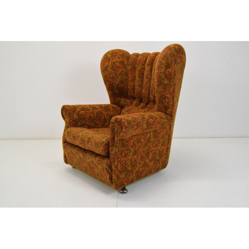 Fauteuil vintage en tissu, Tchécoslovaquie 1970