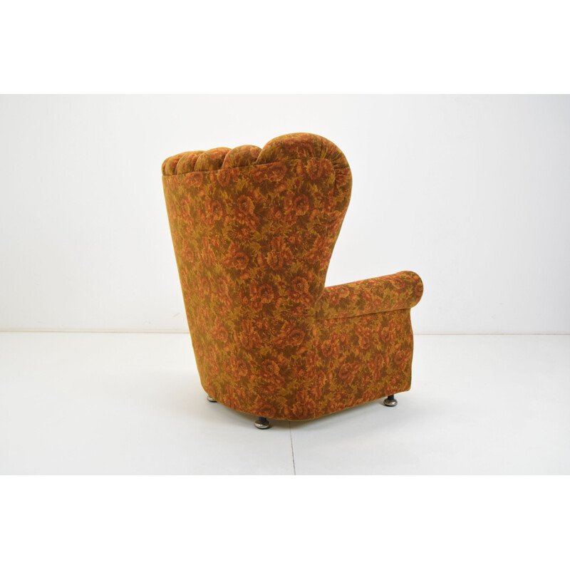 Fauteuil vintage en tissu, Tchécoslovaquie 1970