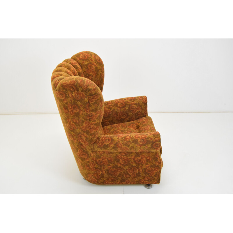 Mid-century fabric armchair, Czechoslovakia 1970s
