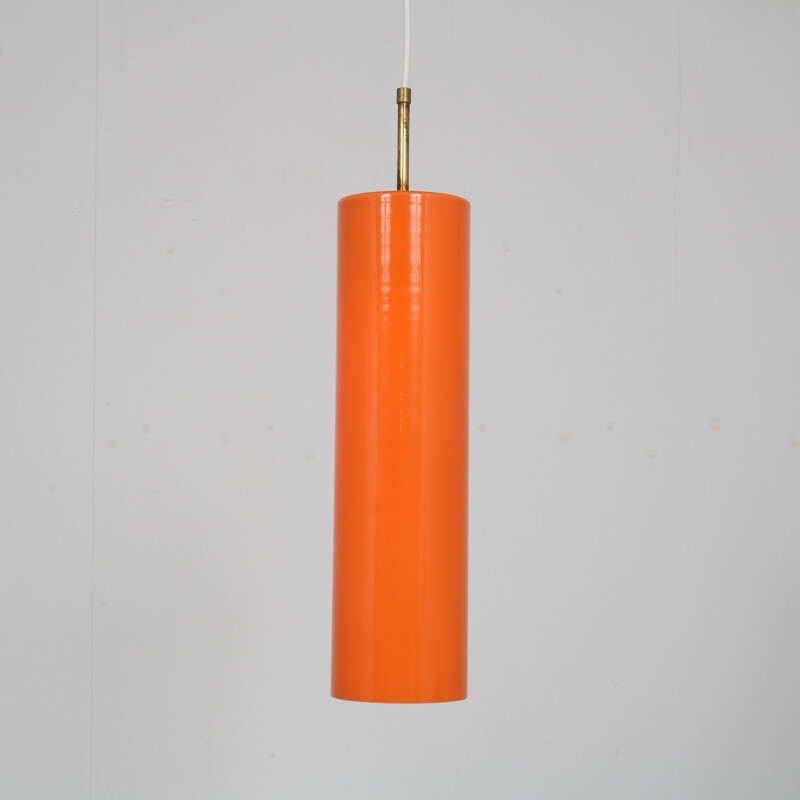 Vintage orange glass pendant lamp by Gino Vistosi for Venini, Italy 1960s