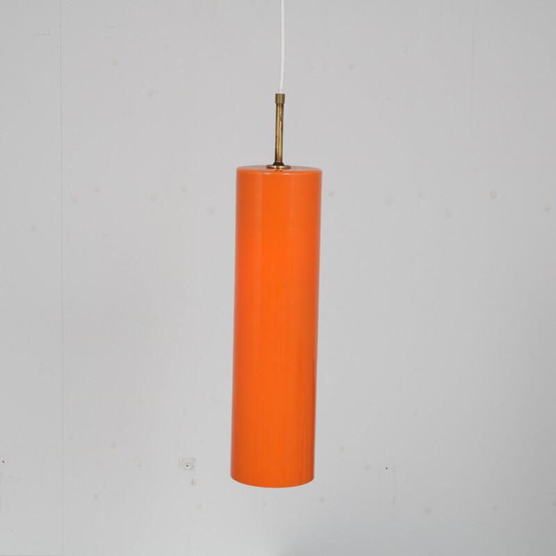 Vintage orange glass pendant lamp by Gino Vistosi for Venini, Italy 1960s