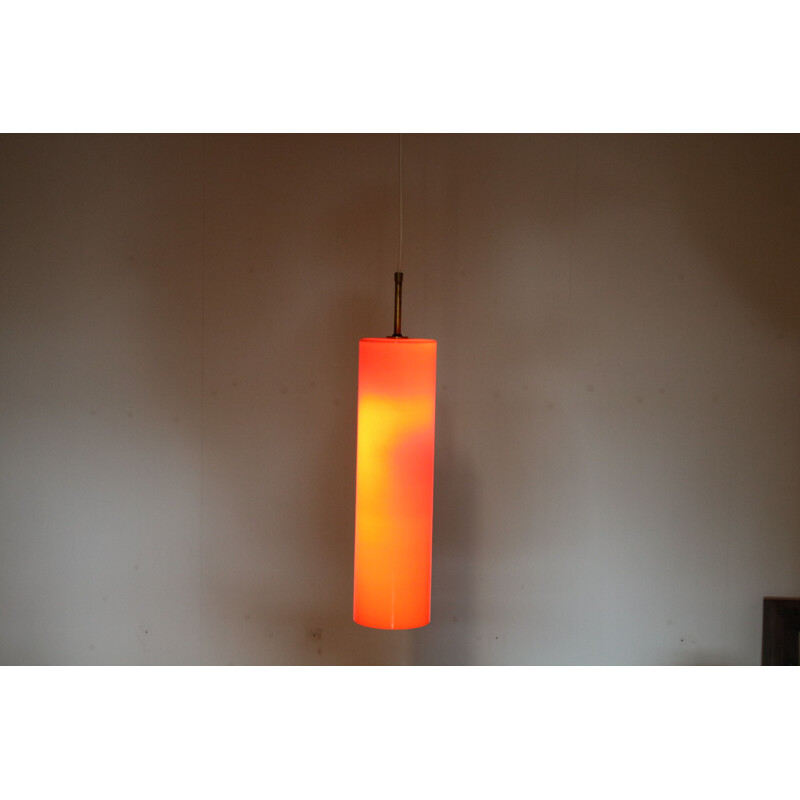 Vintage orange glass pendant lamp by Gino Vistosi for Venini, Italy 1960s