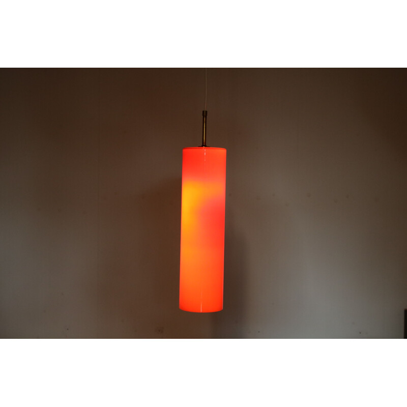 Vintage orange glass pendant lamp by Gino Vistosi for Venini, Italy 1960s