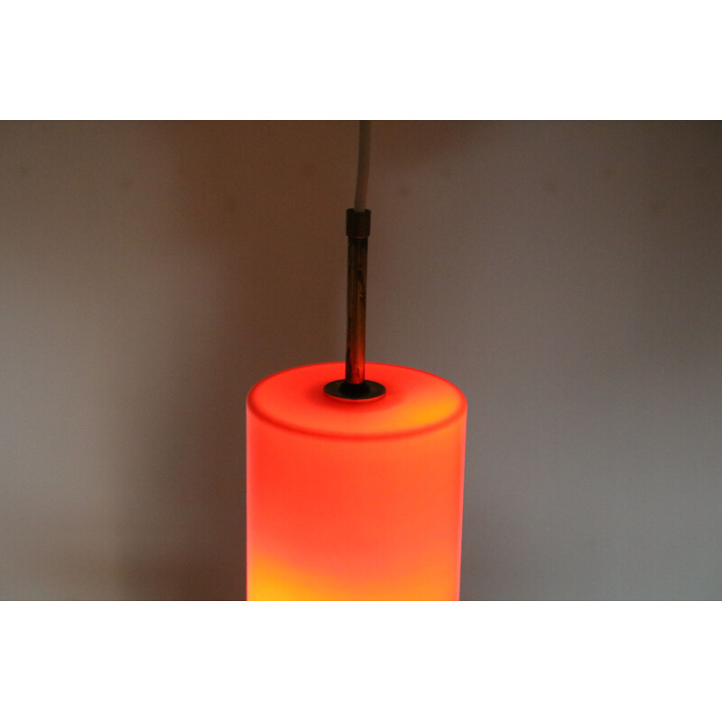 Vintage orange glass pendant lamp by Gino Vistosi for Venini, Italy 1960s