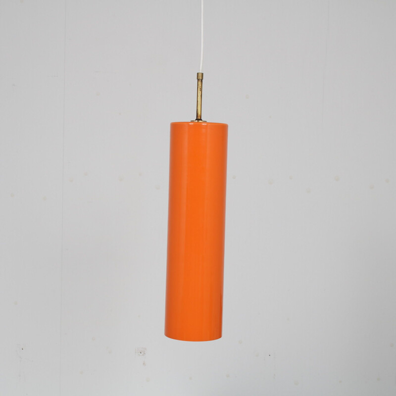 Vintage orange glass pendant lamp by Gino Vistosi for Venini, Italy 1960s