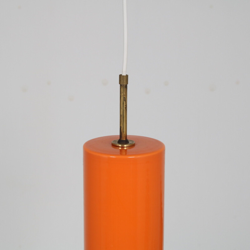 Vintage orange glass pendant lamp by Gino Vistosi for Venini, Italy 1960s