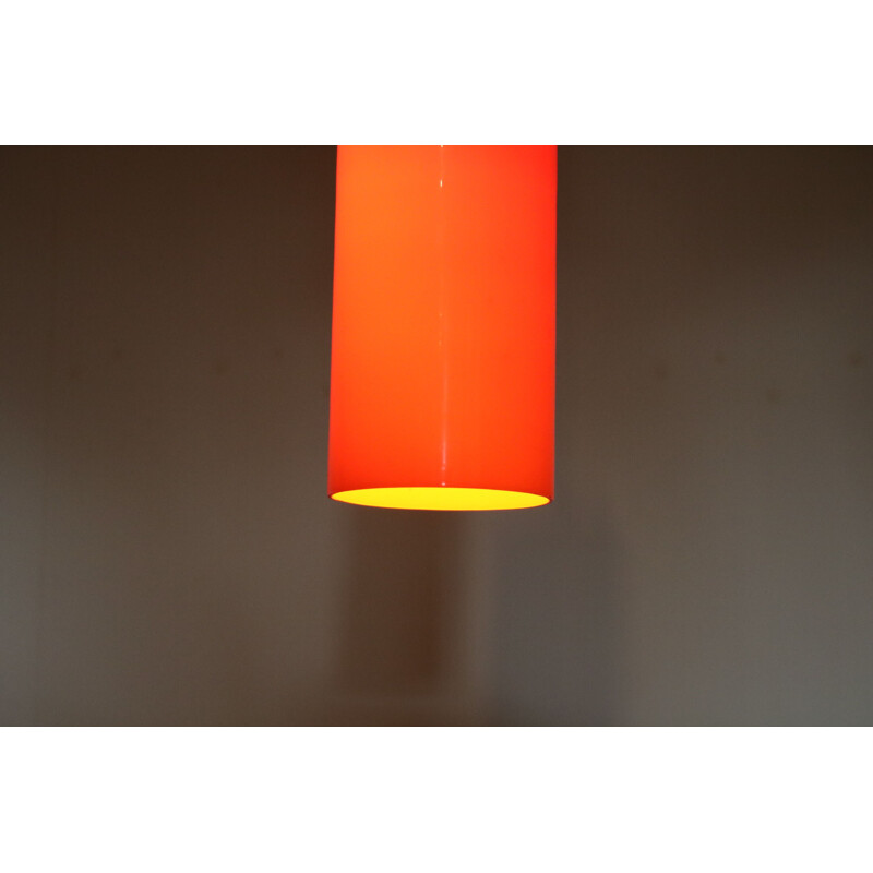 Vintage orange glass pendant lamp by Gino Vistosi for Venini, Italy 1960s