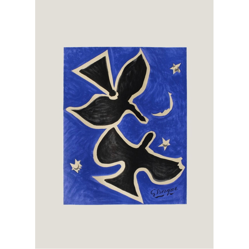 Vintage poster of birds by Georges Braque, 1961