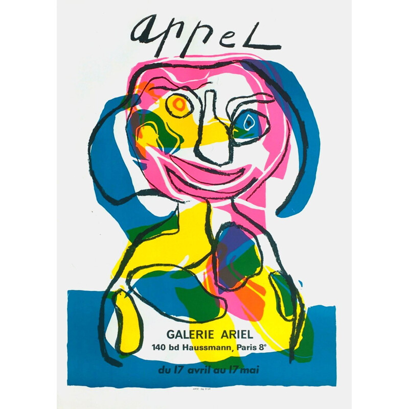 Vintage poster "Galerie Ariel" van Karel Appel, 1971