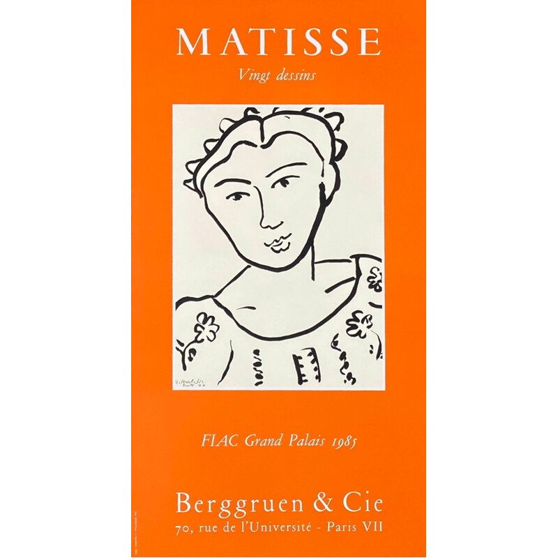 Cartel vintage "Galerie Berggruen" de Henri Matisse, 1985