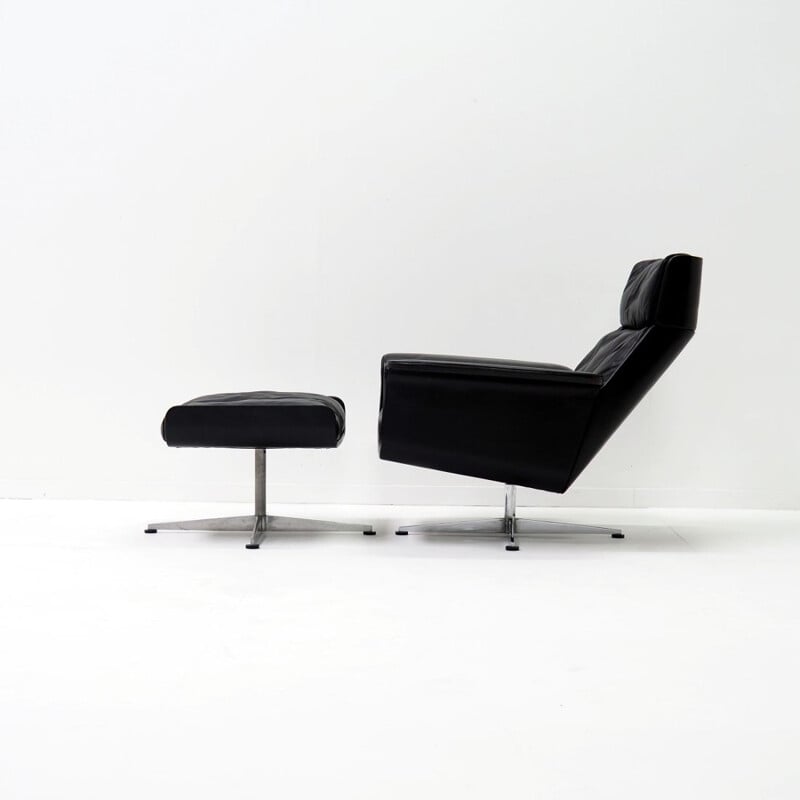 Vintage "Siësta 62" armchair and ottoman by Jacques Brule for Kaufeld