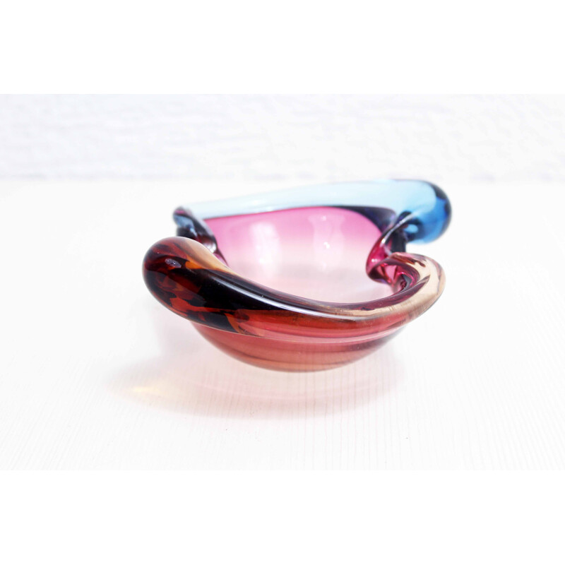 Vintage multicolored Murano glass ashtray, 1960-1970