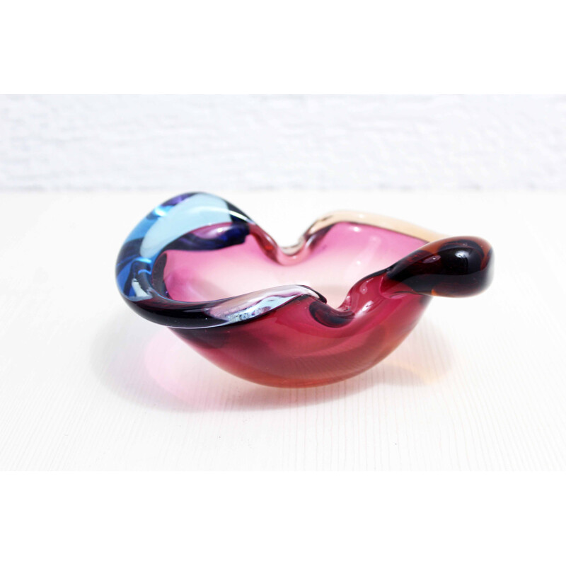 Vintage multicolored Murano glass ashtray, 1960-1970