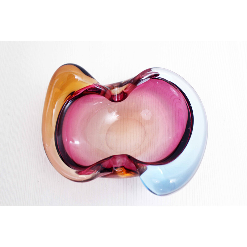 Vintage multicolored Murano glass ashtray, 1960-1970