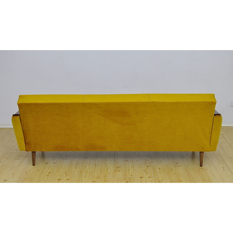 Mid-century yellow velvet sofabed, 1960s