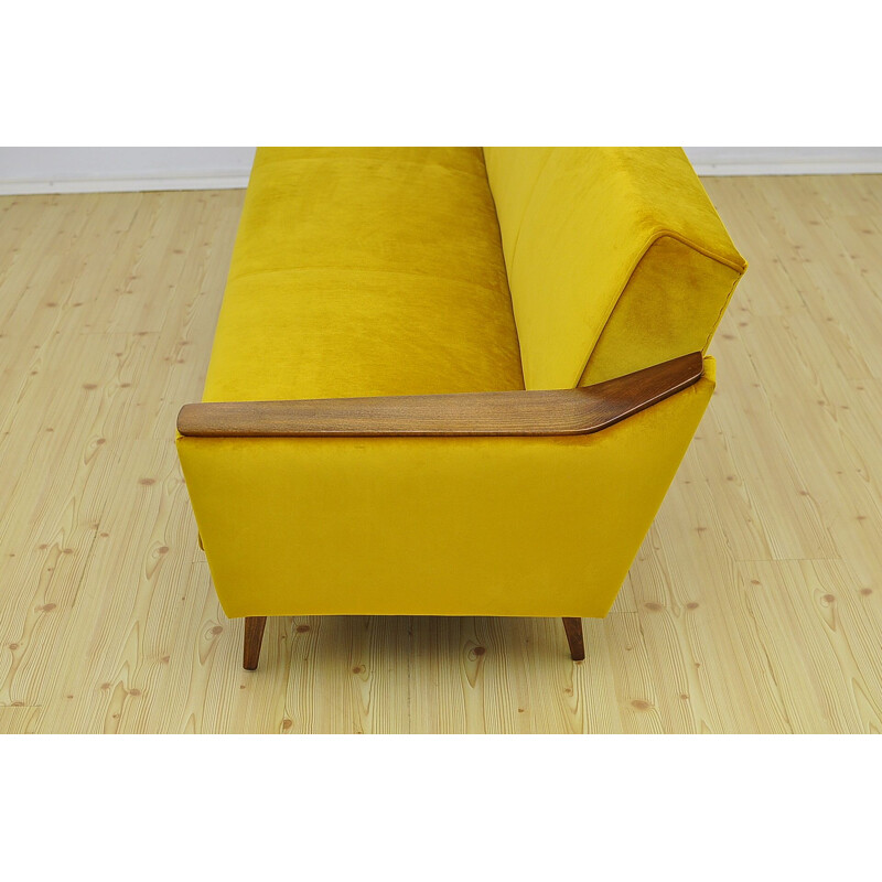 Mid-century yellow velvet sofabed, 1960s