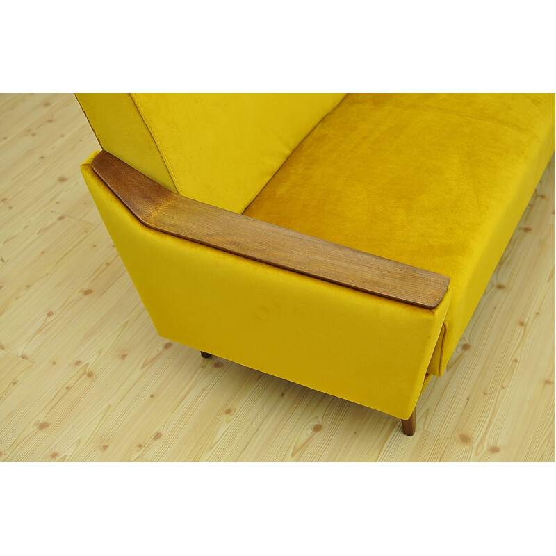 Mid-century yellow velvet sofabed, 1960s