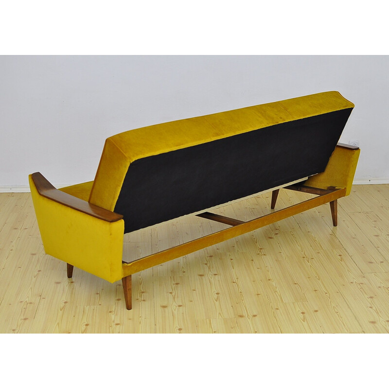 Mid-century yellow velvet sofabed, 1960s