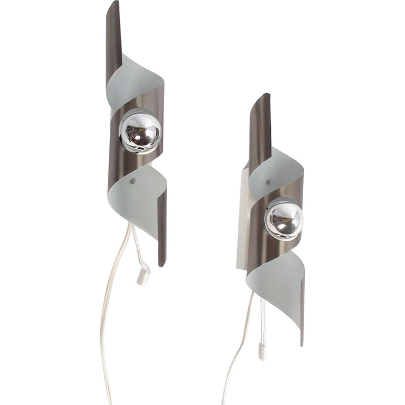 Pair of Raak "Wokkels" wall lights in aluminum - 1960s