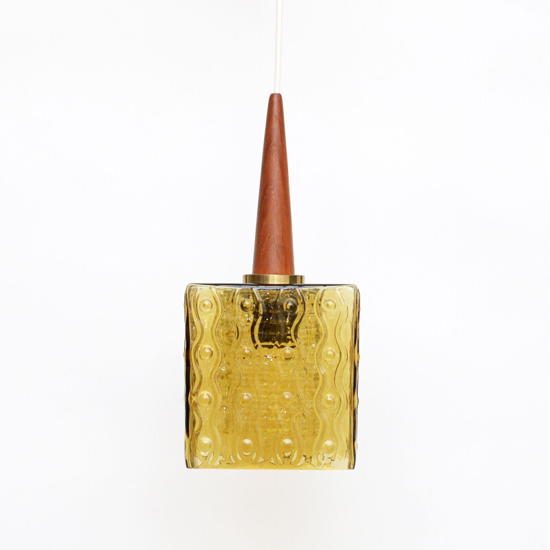 Scandinavian vintage yellow pendant lamp by Carl Fagerlund, 1970s
