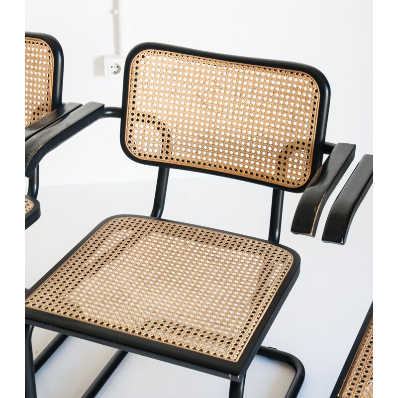 Lot de 4 fauteuils vintage "cesca" de Marcel Breuer, 1980