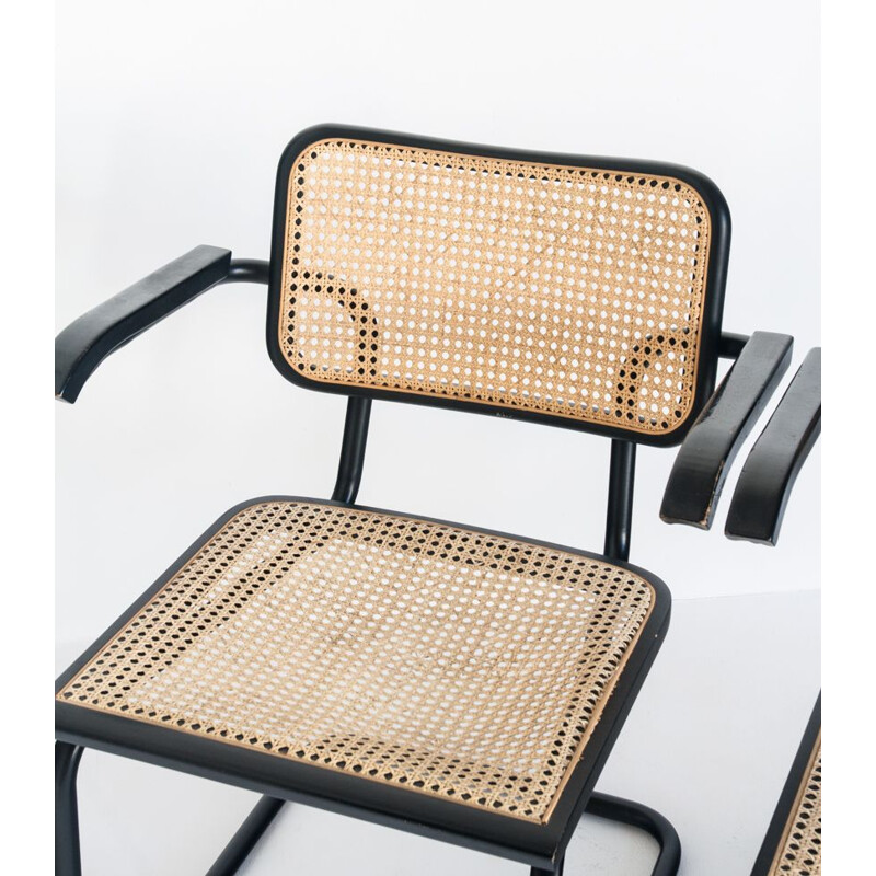 Lot de 4 fauteuils vintage "cesca" de Marcel Breuer, 1980