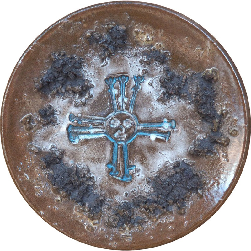 Lava Decorative Plate with a Sun Symbol from Glit Iceland, 1970s