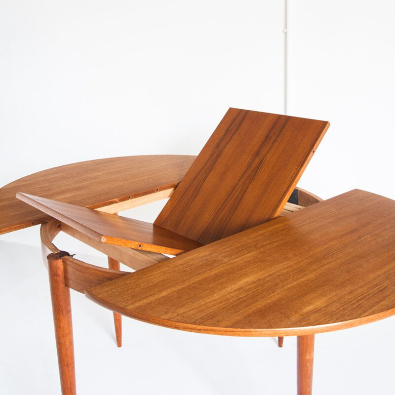 Table scandinave vintage en teck avec rallonge, France 1960