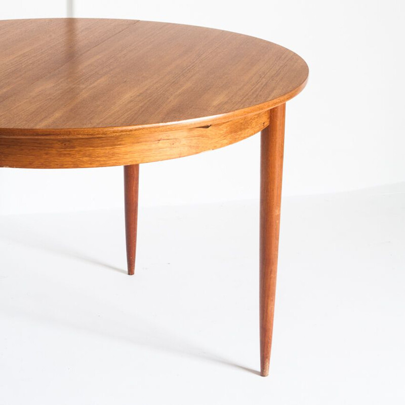 Table scandinave vintage en teck avec rallonge, France 1960