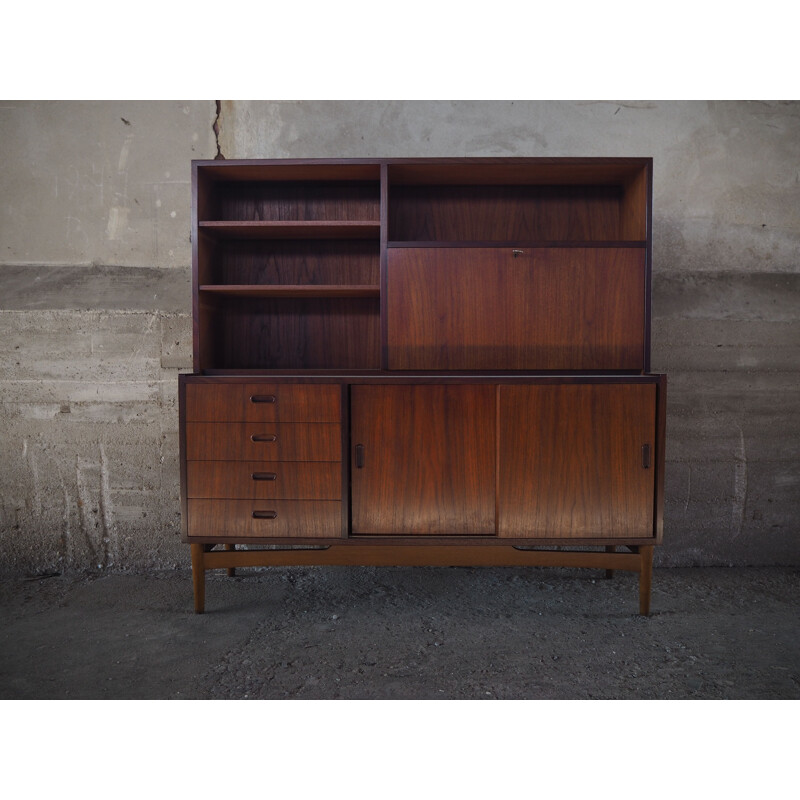 Vintage Danish dark teak highboard, 1960s