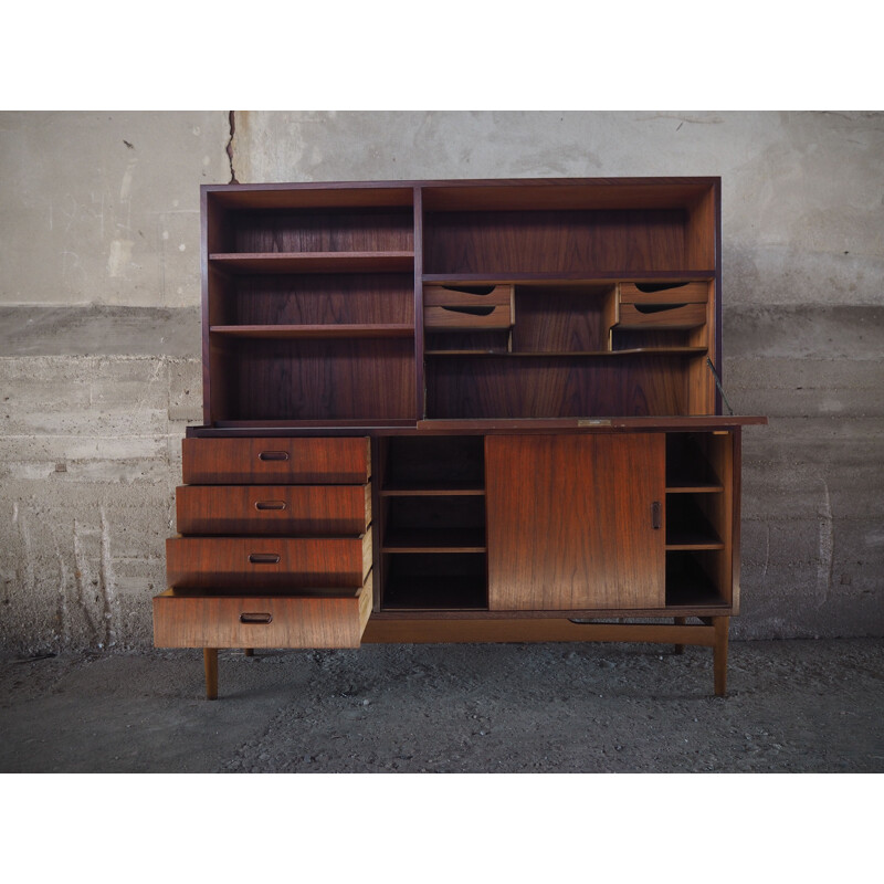 Vintage Danish dark teak highboard, 1960s