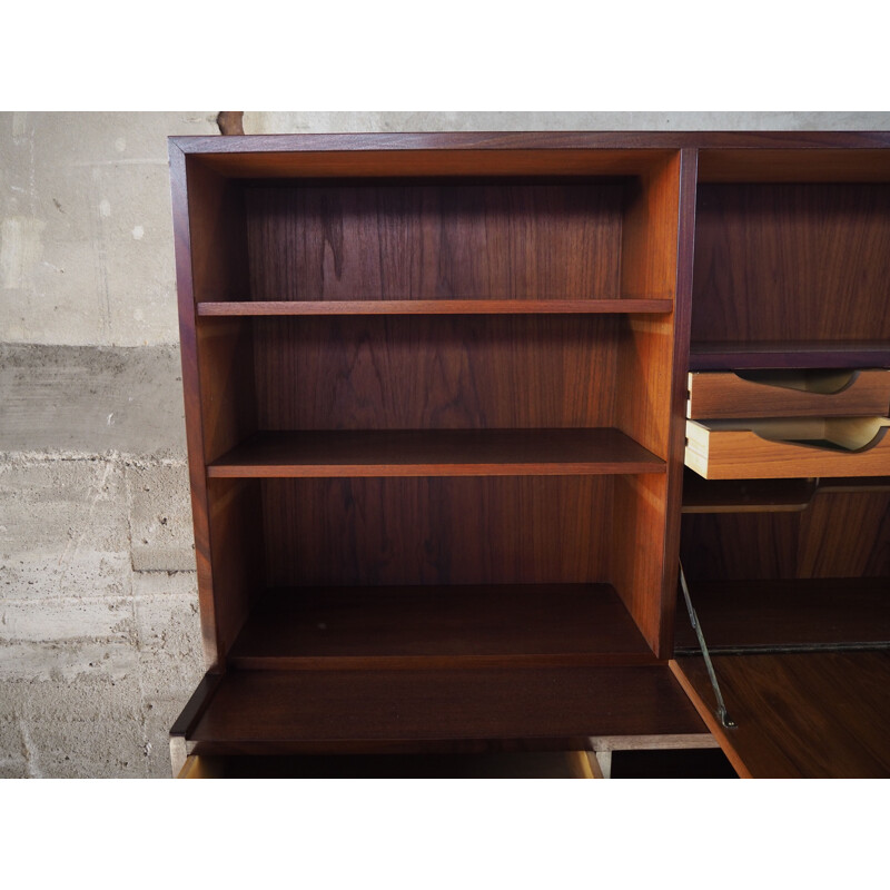 Vintage Danish dark teak highboard, 1960s